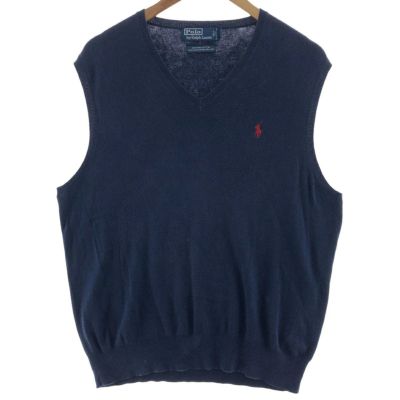 古着 ラルフローレン Ralph Lauren POLO by Ralph Lauren Vネック ピマコットンニットベスト メンズL相当 /eaa380764 【中古】 【250412】