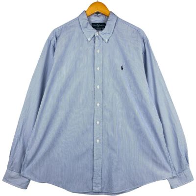 （美品）LAUREN RALPH LAUREN ストライプ 長袖シャツ Ralph Lauren ストライプ 長袖シャツ XXS 刺繍 ラルフローレン