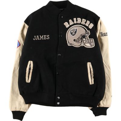 古着 MIRAGE NFL RAIDERS レイダーズ オールレザースタジャン メンズL