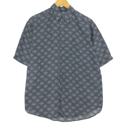 古着 SILK UOMO 総柄 ネイティブ柄 半袖 シルクシャツ メンズS 