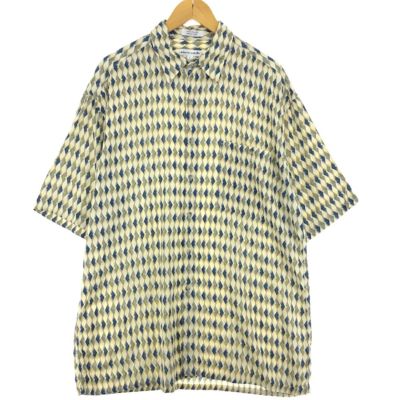 古着 ピエールカルダン Pierre Cardin 総柄 半袖 レーヨンシャツ