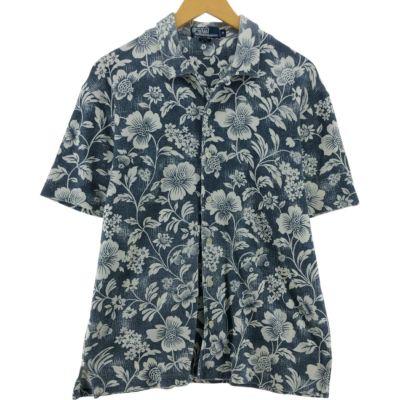 蘭　ラルフローレン　麻１００％　ジャケット　花柄　ブルー　美品 Polo Ralph Lauren 