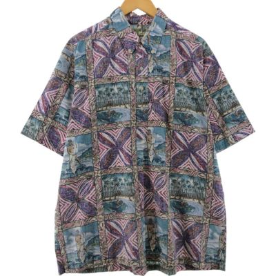 古着 レインスプーナー REYNSPOONER MELE KALIKIMAKA 総柄 プルオーバー ボタンダウン ハワイアンアロハシャツ ハワイ製 メンズXXL相当 /eaa537144 【中古】 【250413】