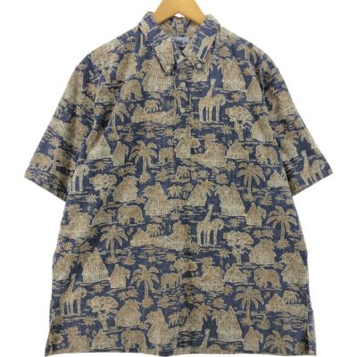 古着 90年代 レインスプーナー REYNSPOONER 水着タグ ビキニタグ 総柄 プルオーバー ボタンダウン ハワイアンアロハシャツ ハワイ製 メンズXL相当 ヴィンテージ /eaa537148 【中古】 【250413】