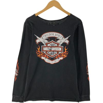 古着 ハーレーダビッドソン Harley-Davidson ファイヤーパターン ロングTシャツ ロンT レディースM相当 /eaa537209 【中古】 【250413】 【Elulu/エルル】