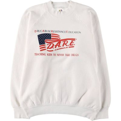 古着 90年代 フルーツオブザルーム FRUIT OF THE LOOM D.A.R.E. 薬物乱用防止教育 星条旗柄 プリントスウェットシャツ トレーナー メンズL相当 ヴィンテージ /eaa536717 【中古】 【250413】
