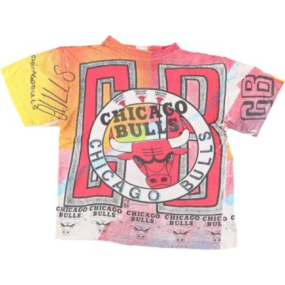 90s〜 USA製 NBA シカゴ・ブルズ　半袖 Tシャツ　シングルステッチ 90s USA製 ☆ NBA オフィシャル シカゴ ブルズ プリント Tシャツ