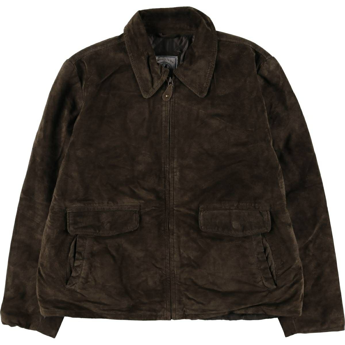 US古着◆スエード レザー ジャケット メンズ L程 古着 JLC 中綿入り スイングトップタイプ スエードレザー スポーツ