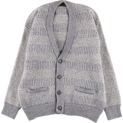 古着 Wolsey 総柄 ウールニットカーディガン スコットランド製 メンズL