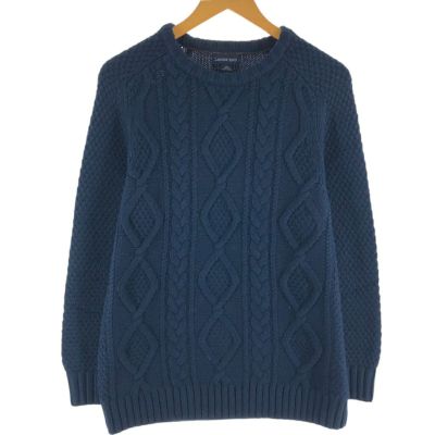 90s ランズエンド コットンニット L 日本製　グレー 90's LANDS'END cotton knit made in japan size/2X-R ランズ