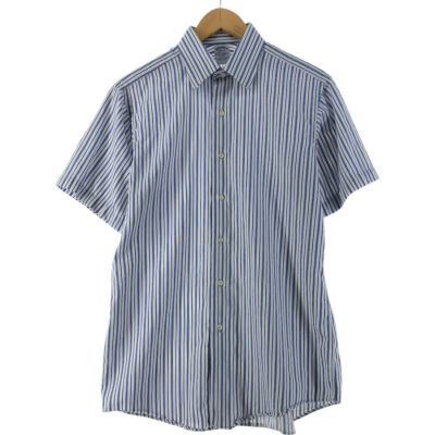 古着 ブルックスブラザーズ Brooks Brothers Est.1818 SLIM FIT 半袖 コットン ストライプシャツ USA製 メンズM相当 /eaa536434 【中古】 【250415】
