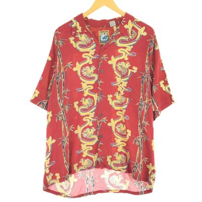 中古　ギャラリー購入　龍　ドラゴン　和柄　オーバーシャツ「絹・着物・古布」 中古 ギャラリー購入 龍 ドラゴン 和柄 オーバーシャツ「絹