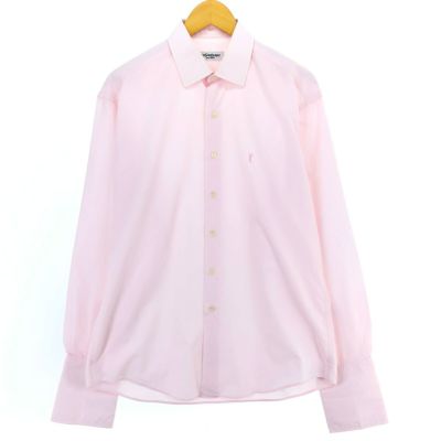 古着 イヴサンローラン Yves Saint Laurent POUR HOMME プールオム ワイドカラー 長袖 コットンシャツ カフスシャツ メンズL相当 /eaa485676 【中古】 【241012】
