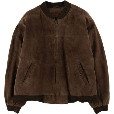 croft & barrow スウェードレザー ジャケット 本革 サイズL 古着 CROFT&BARROW/ クラフトアンドバロー/ジップアップレザー