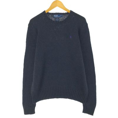 ラルフローレンRalph Laurenコットンニットパッチワーク綿長袖アイボリー RALPH LAUREN ラルフローレン コットン ニット 古着 USED