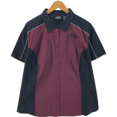 Harley Davidson - 古着 ハーレーダビッドソン Harley-Davidson バックロゴ 半袖 コットンシャツ レディースM相当 /eaa533461 古着 ハーレーダビッドソン Harley-Davidson 刺繍 半袖 ワーク