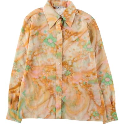 古着 70年代 Lady Manhattan 花柄 長袖 シースルーシャツ レディースM相当 ヴィンテージ /eaa522179 【中古】 【250419】 【ADEL/アデル】