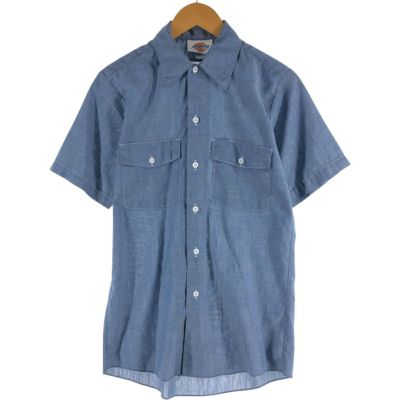 古着 80～90年代 ディッキーズ Dickies シャンブレー 半袖 ワークシャツ USA製 メンズS相当 ヴィンテージ /eaa536423 【中古】 【250419】