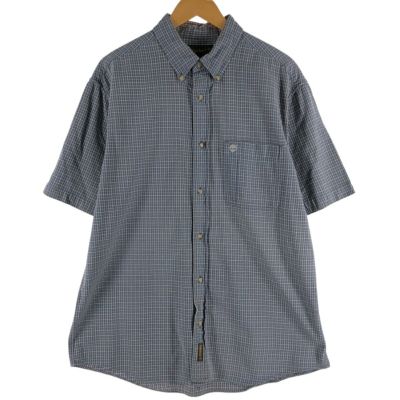 USA古着 DAVID TAYLOR 半袖ボタンシャツ2XL相当90s ブルー