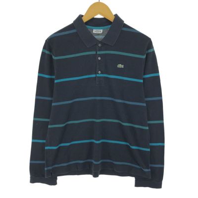古着 ラコステ LACOSTE IZOD ボーダー柄 長袖 ポロシャツ