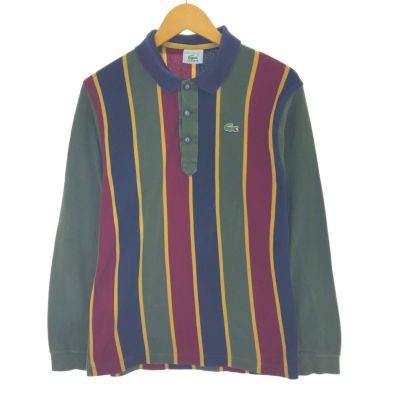 古着 ラコステ LACOSTE 長袖 ストライプ ポロシャツ フランス製 4 メンズM相当 /eaa496436 【中古】 【241015】