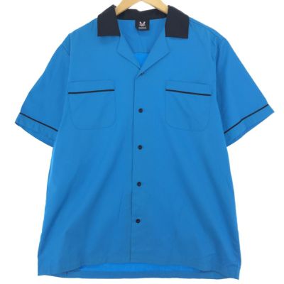 Hilton ヒルトン ボウリングシャツ USA製 M ビンテージ 青