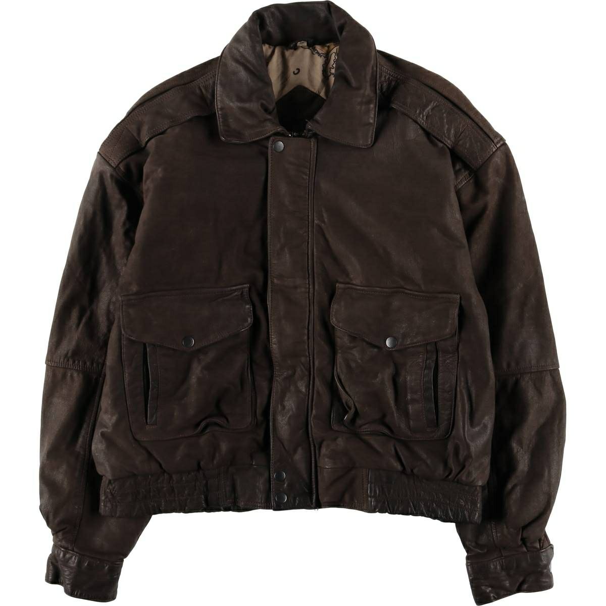 古着 Steer Brand A-2タイプ 中綿入り レザーフライトジャケット  
