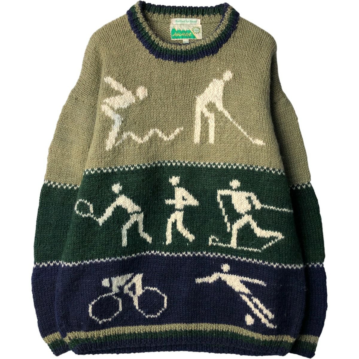 古着 80年代 総柄 HAND MADE ハンドメイド カウチンセーター  