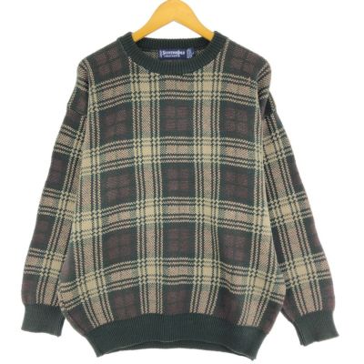 古着 SADDLEBRED チェック柄 コットンニットセーター USA製