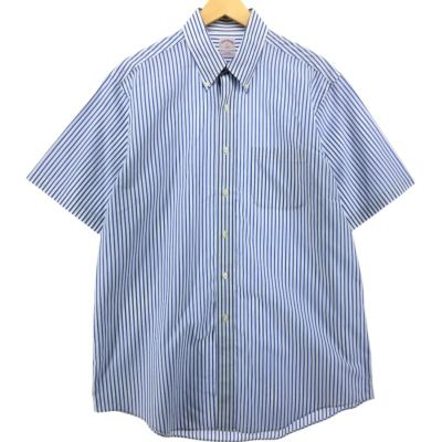 古着 ブルックスブラザーズ Brooks Brothers 346 半袖 ボタンダウン ストライプシャツ メンズL相当 ヴィンテージ /eaa541172 【中古】 【250423】