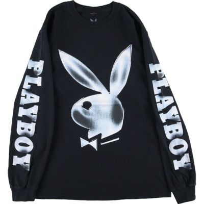 古着 プレイボーイ PLAYBOY 袖プリント ロゴプリント ロングT