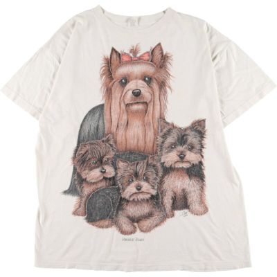 80年代 ヘインズ Hanes Fifty-Fifty 青タグ 犬柄 アニマルプリントTシャツ USA製 メンズXS レディースM ヴィンテージ /eaa246404