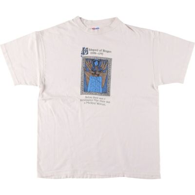 古着 90年代 ヘインズ Hanes BEEFY-T HILDEGARD VON BINGENヒルデガルトフォンビンゲン 偉人Tシャツ USA製 メンズL相当 ヴィンテージ /eaa541601 【中古】 【250426】
