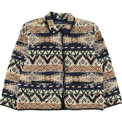 古着 JANE ASHLEY CLOTHING 総柄 ネイティブ柄 ゴブラン織り ジャケット レディースL /eaa241444 【220408】【ell2b10f】【FS2207】【SS2209】